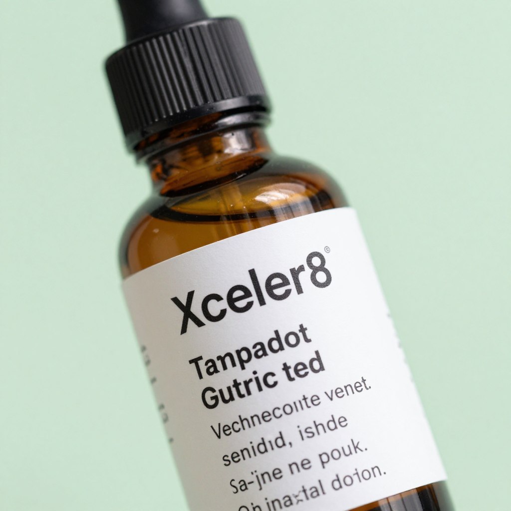 Xceler8 drops bottle showing metabolism-boosting formula